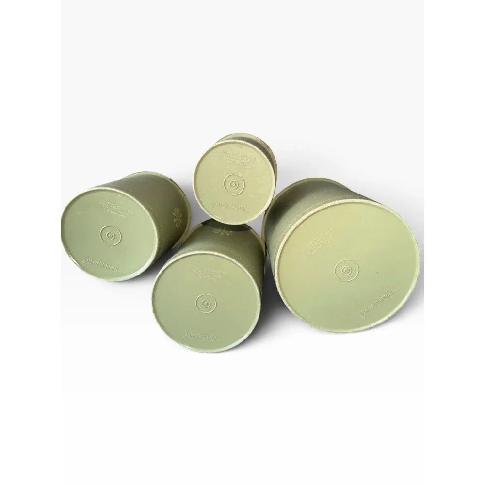 Vtg Tupperware Servalier Nesting Canister Set 1970s Retro Avocado Green Sunburst